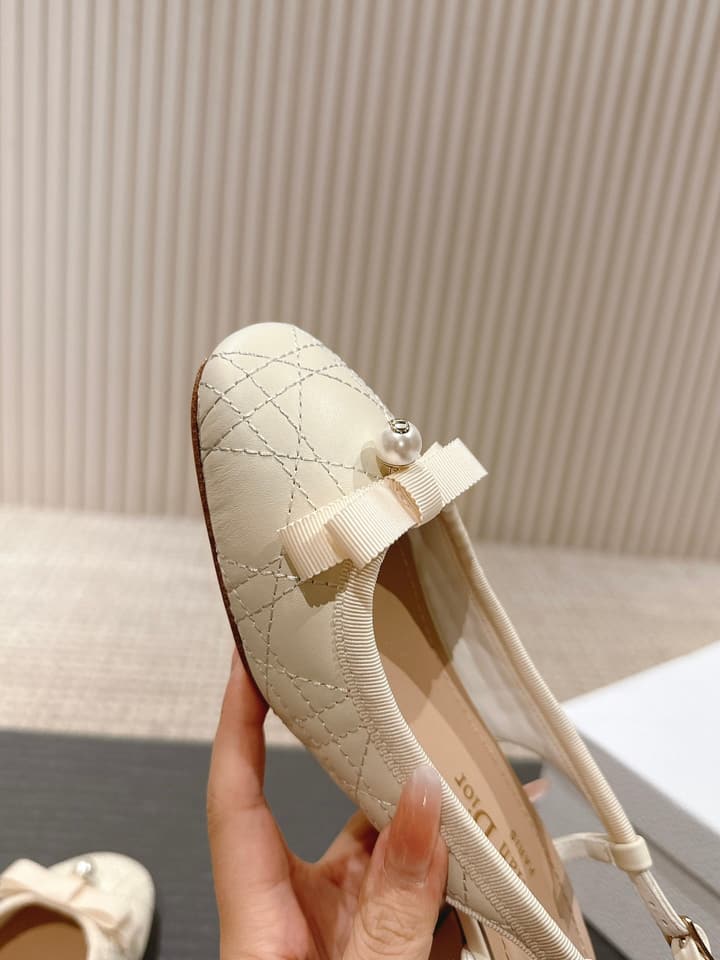 Dior D-Ramour Embroidered Cannage Ballet Flats – 2024 Spring/Summer Collection in Black Leather