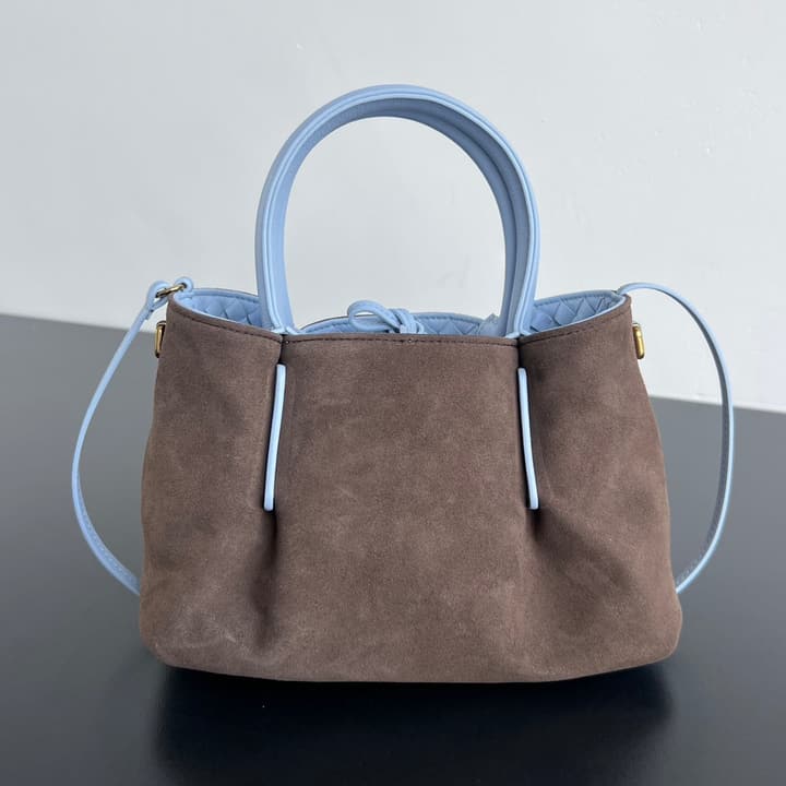 Bottega Veneta Pinacoteca Small Tote Handbag – 2025SS in Burgundy With Light Blue Lining A