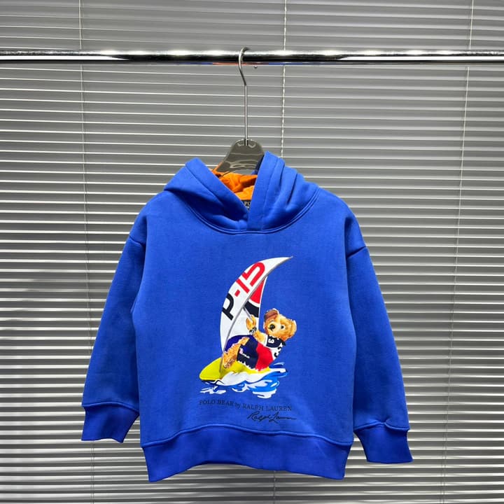 Ralph Lauren Bear Graphic Plush Lined Hoodie – Kids Collection in Dark Navy