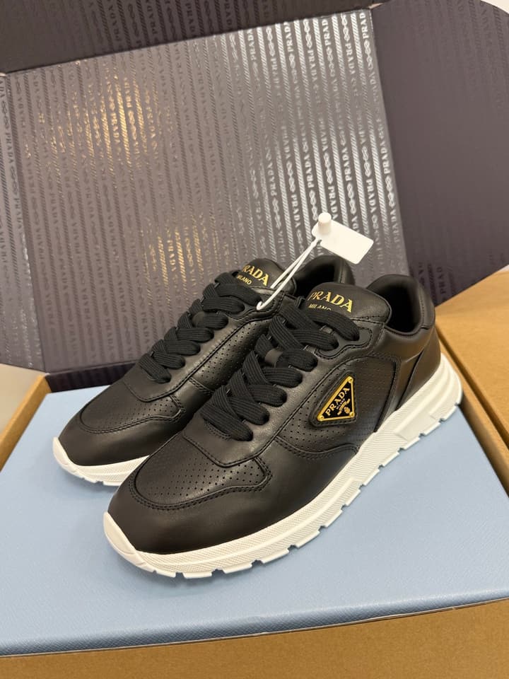 Prada Triangle Logo Sporty Sneakers – 2025 Early Autumn Collection in Black