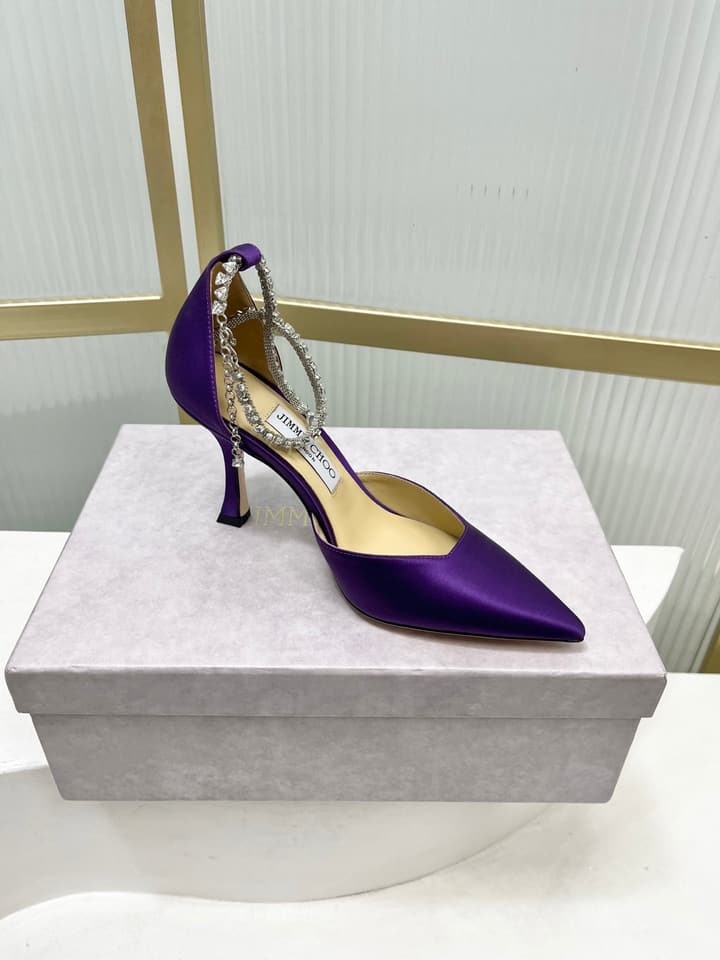 Jimmy Choo Stevie 100 Satin Bow Heels in Brown Satin