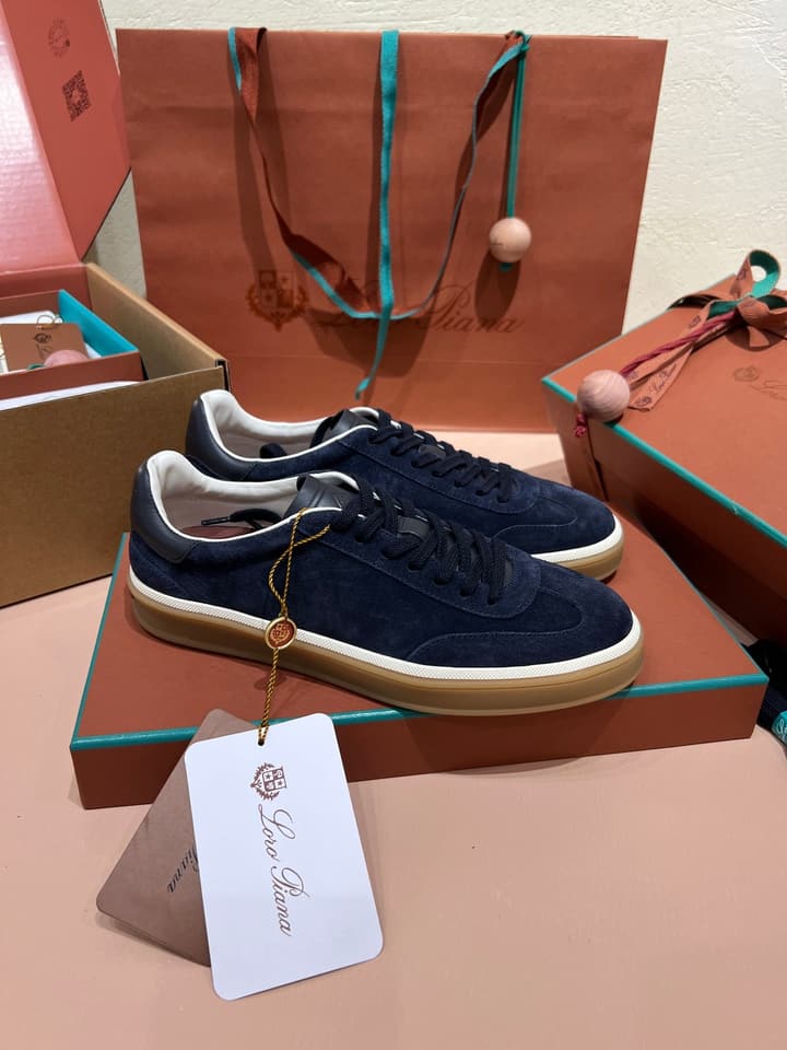 Loro Piana LP Tennis Walk Unisex Sneakers in Black Leather