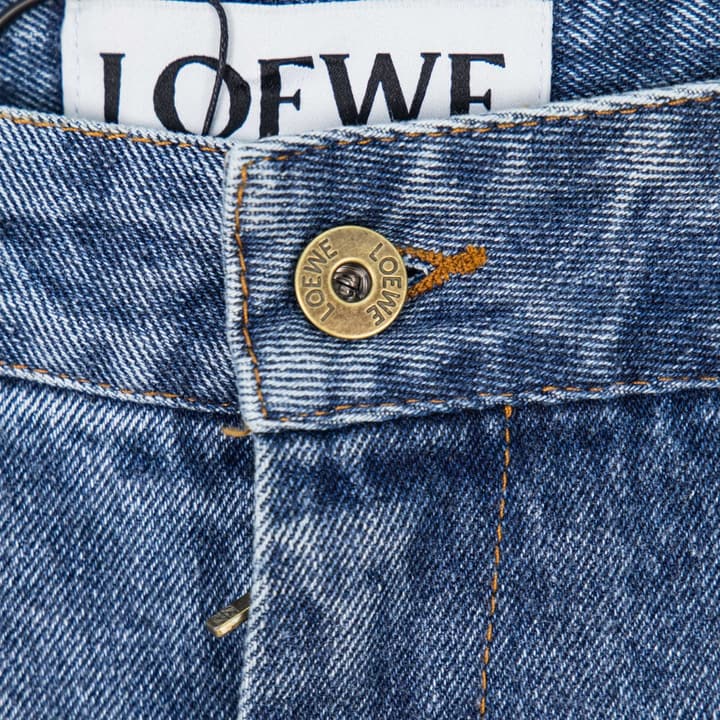 Loewe Anagram Embroidered Distressed Denim Jeans