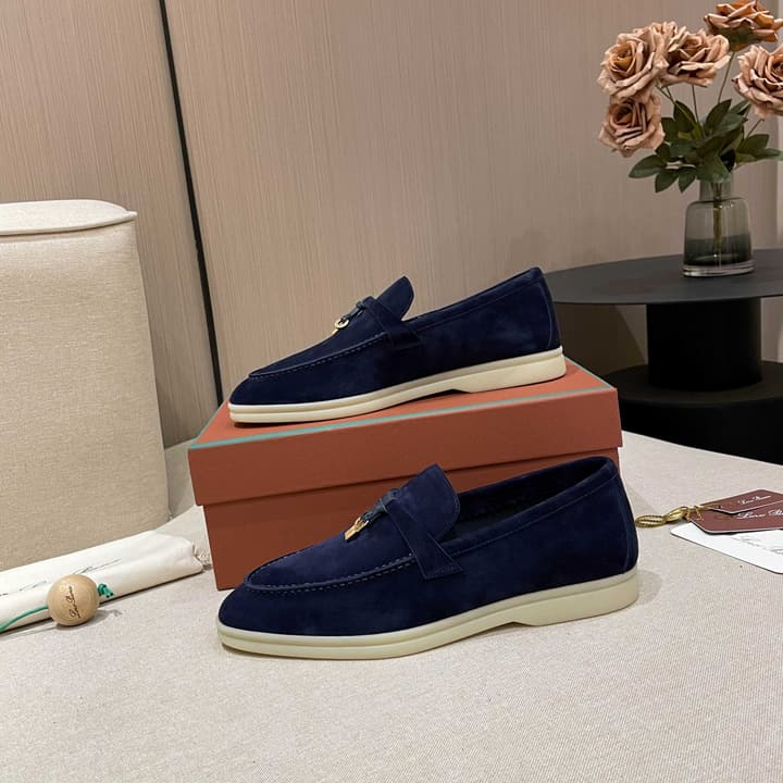Loro Piana Summer Charms Walk Moccasin Loafers in Bright Orange Leather