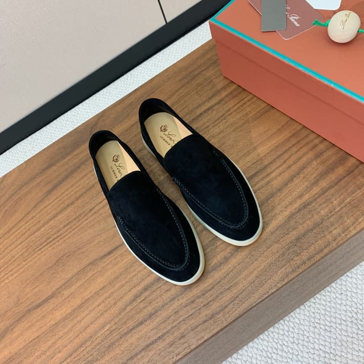 Loro Piana Glossy Cashmere Loafers in Blush Pink Suede