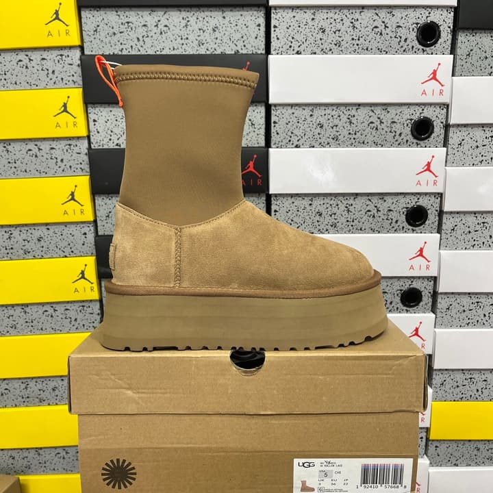 UGG Platform Low-Cut Snow Boots in Black Suede Slip-on