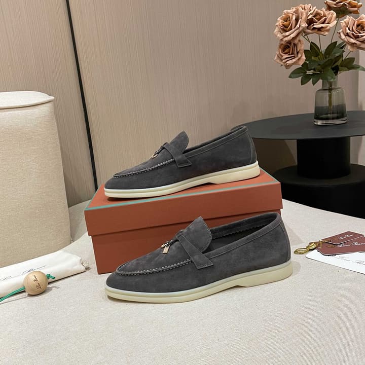 Loro Piana Summer Charms Walk Moccasin Loafers in Bright Orange Leather