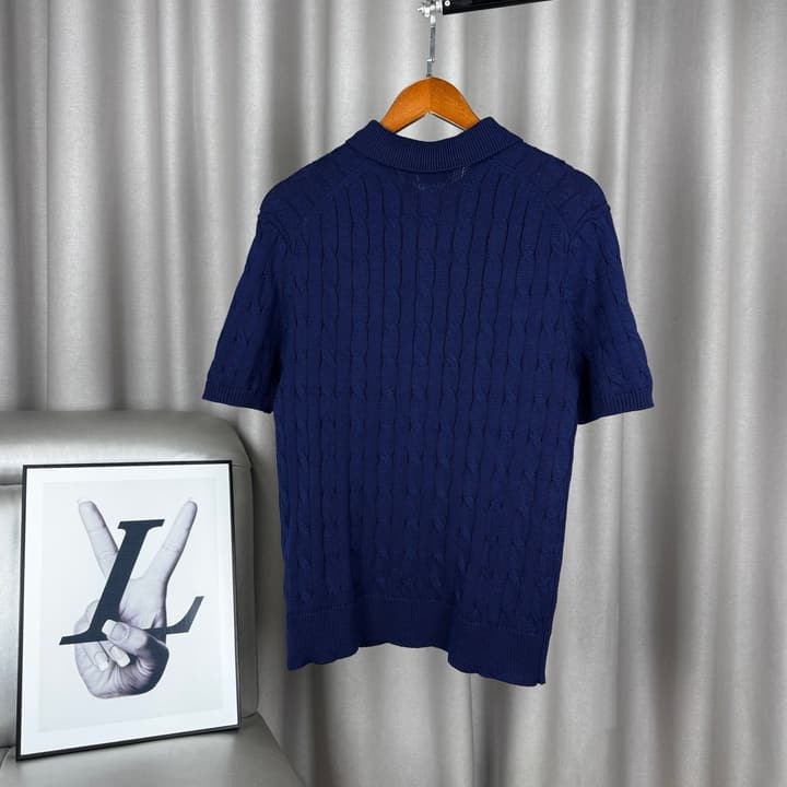 Ralph Lauren Classic Cable Knit Polo Sweater in Black