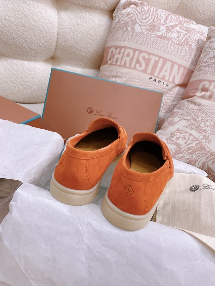 Loro Piana Glossy Cashmere Loafers in Blush Pink Suede