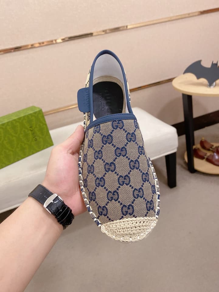 Gucci Men's Slip-On Loafers in Blue Monogram