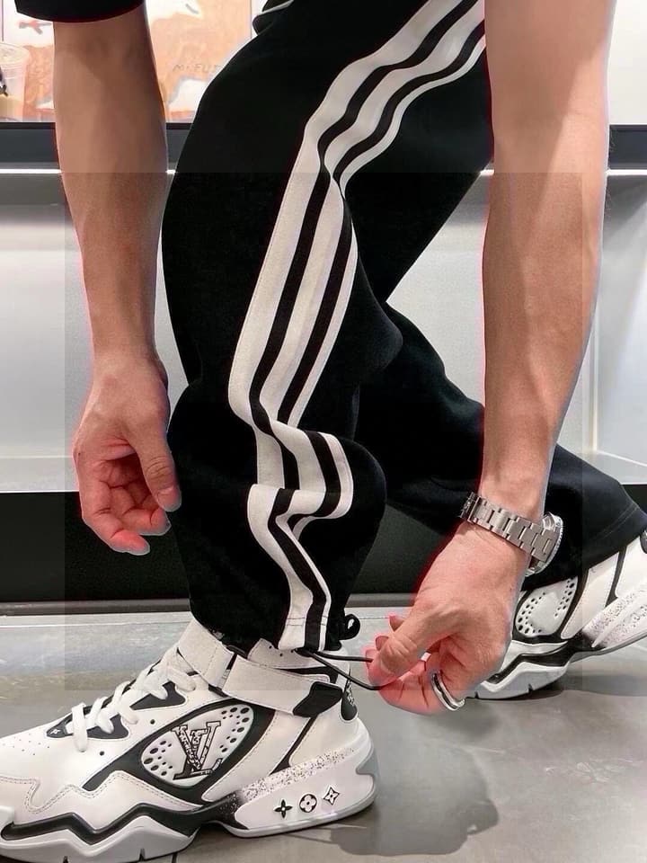 Celine Side-Striped Logo Drawstring Pants – 23SS in Black With White Side Stripes