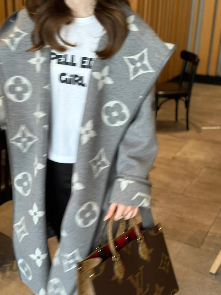 Louis Vuitton Long Wool Overcoat in Gray Monogram Coat