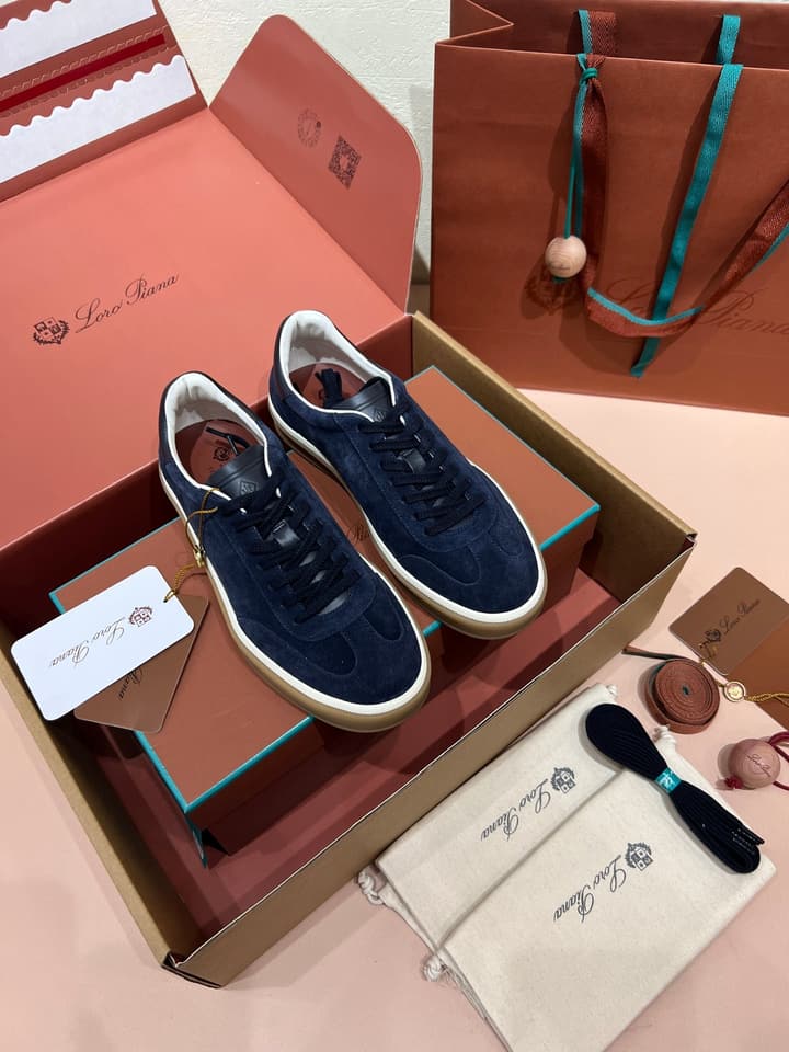 Loro Piana LP Tennis Walk Unisex Sneakers in Black Leather