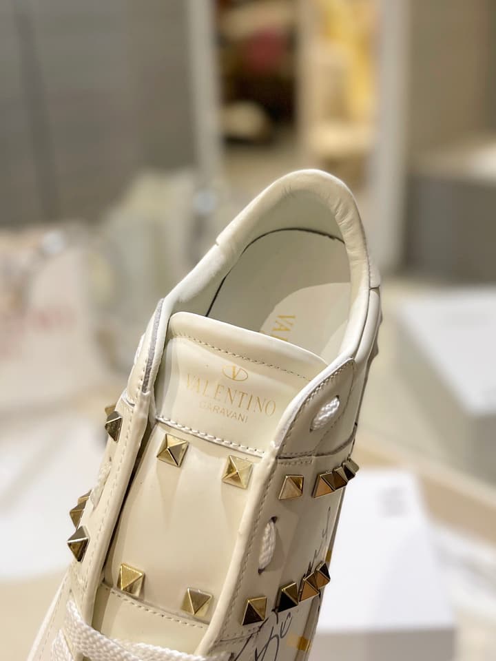 Valentino Classic Couple's Sneakers in White With Bold Red Graphic