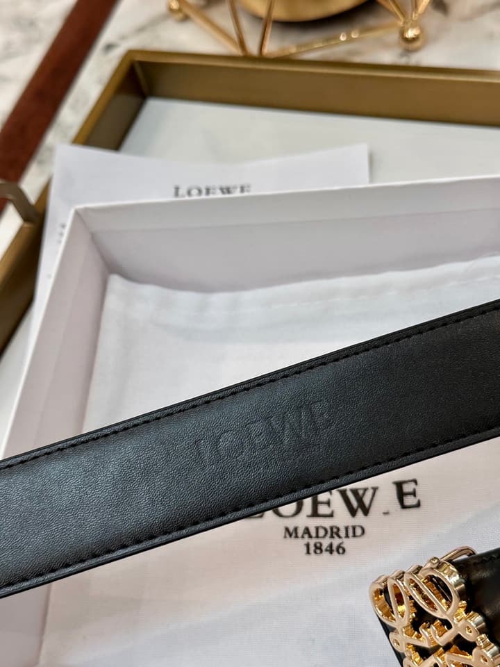 Loewe Classic Leather Belt – 4.0cm in Black With Gold Flat Buckle