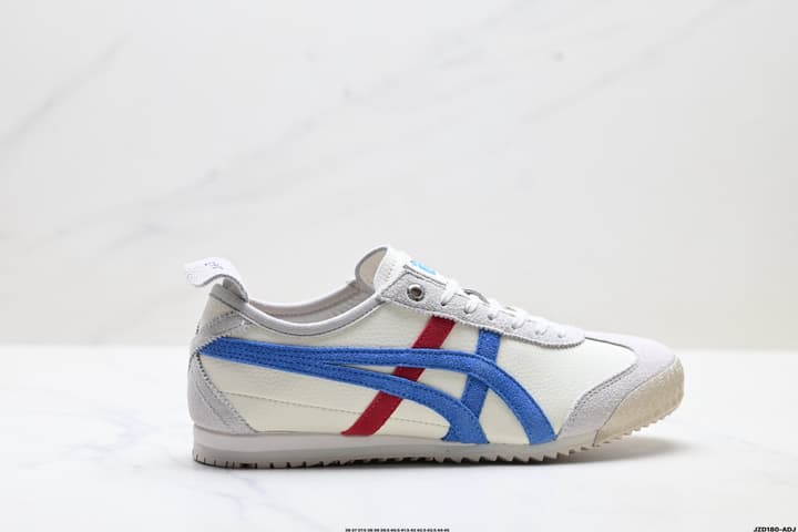 Onitsuka Tiger NIPPON MADE MEXICO 66 DELUXE Sneakers in Cream With Blue And Red Stripes