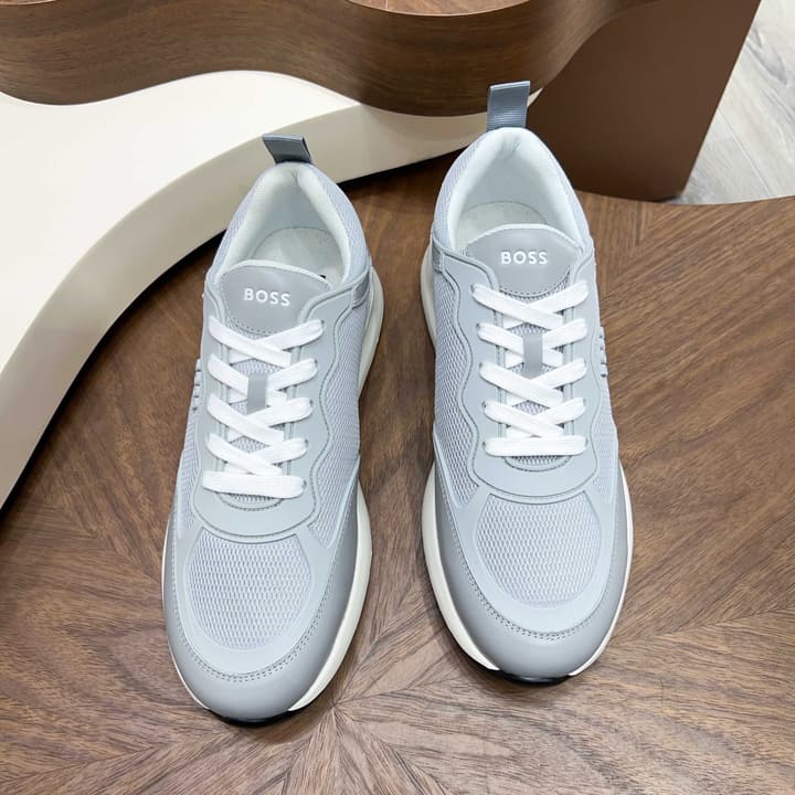 Boss Men's Knit and Leather Sneakers