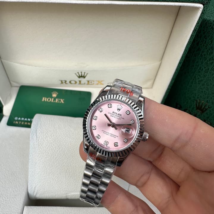 Rolex Datejust 28mm Ladies Pink Dial Diamond Watch