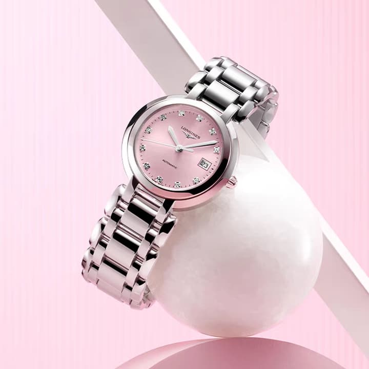 Longines Symphonette Moonphase Ladies' Watch in Stainless Steel With Pink Dial