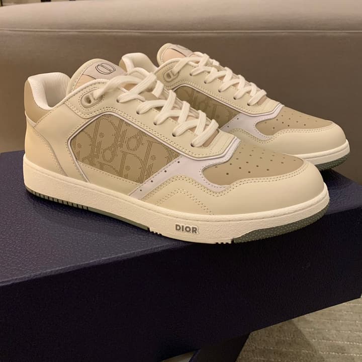 Dior B27 Low-Top Oblique Sneakers in White And Beige Oblique