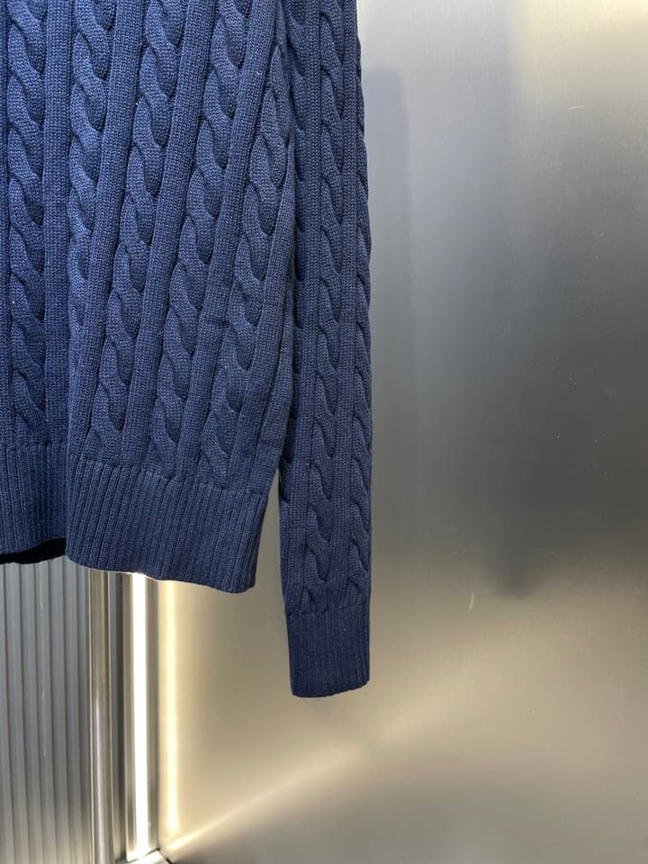 Ralph Lauren Cable Knit Half-Zip Sweater in Navy Blue