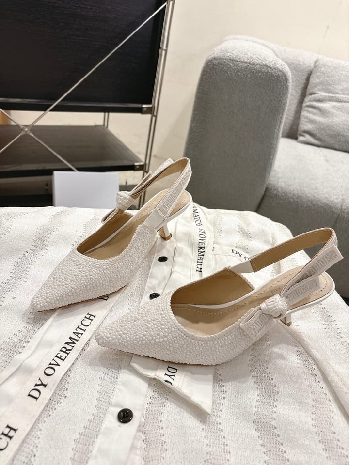 Dior J'Adior Embroidered Strap Kitten Heel Sandals in Black Patterned Fabric