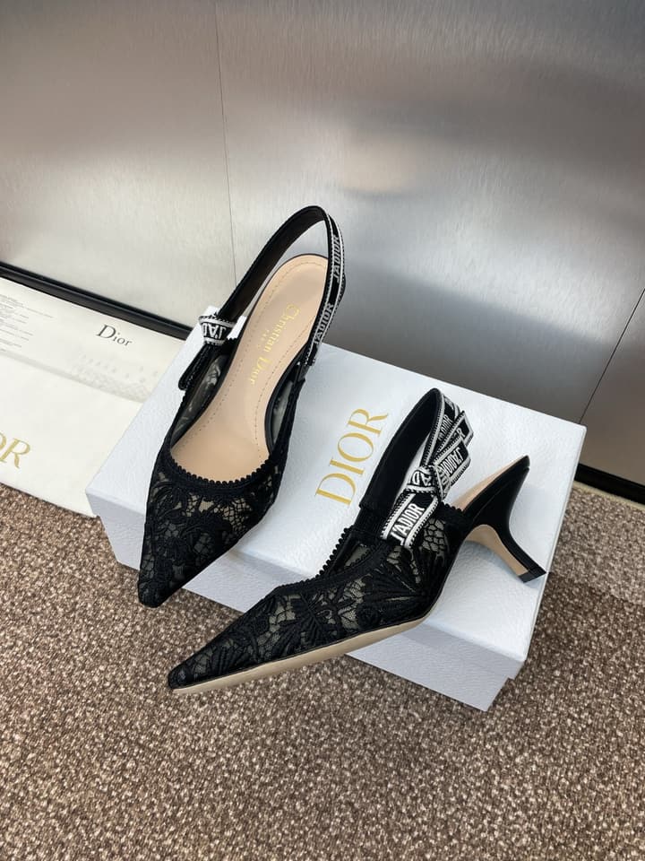 Dior J'Adior Woven Slingback Sandals – 2023 Spring/Summer Collection in Black Oblique Mesh High Contrast