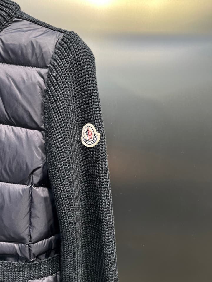 Moncler Lapel Patchwork Wool Down Jacket – 25FW in Black