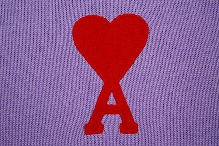 Ami Paris Classic Heart Embroidered Crewneck Sweater in Black