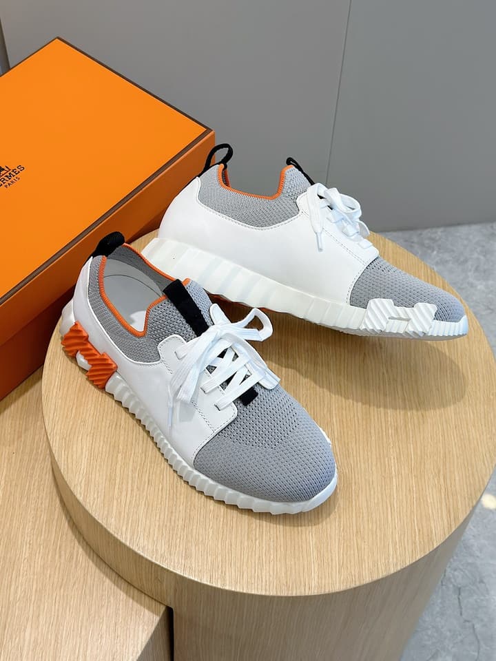 Hermès Bouncing Sneakers in Black And White Color Block