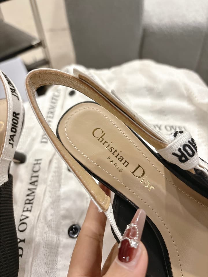 Dior J'Adior Embroidered Kitten Heel Sandals in Black Shimmer Fabric