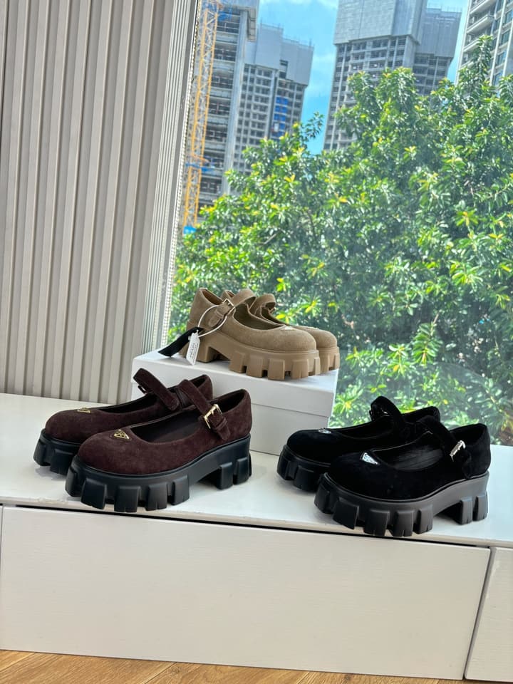 Prada Monolith Platform Mary Jane Loafers – 25FW in Assorted Leather & Suede Collection