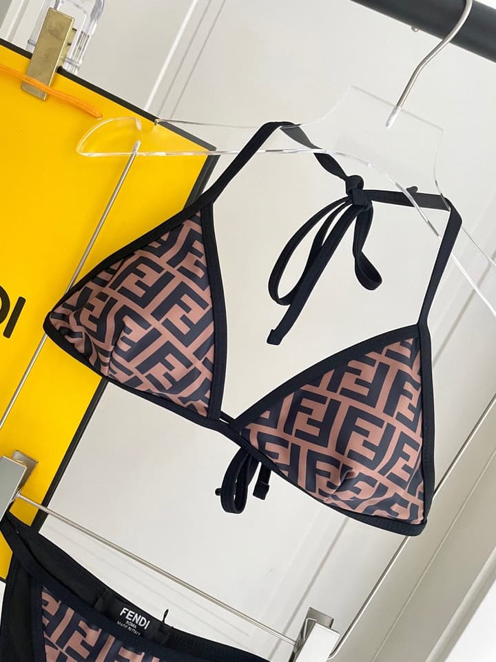 Fendi Versatile One-Piece Swimsuit in Brown Monogram Bikini