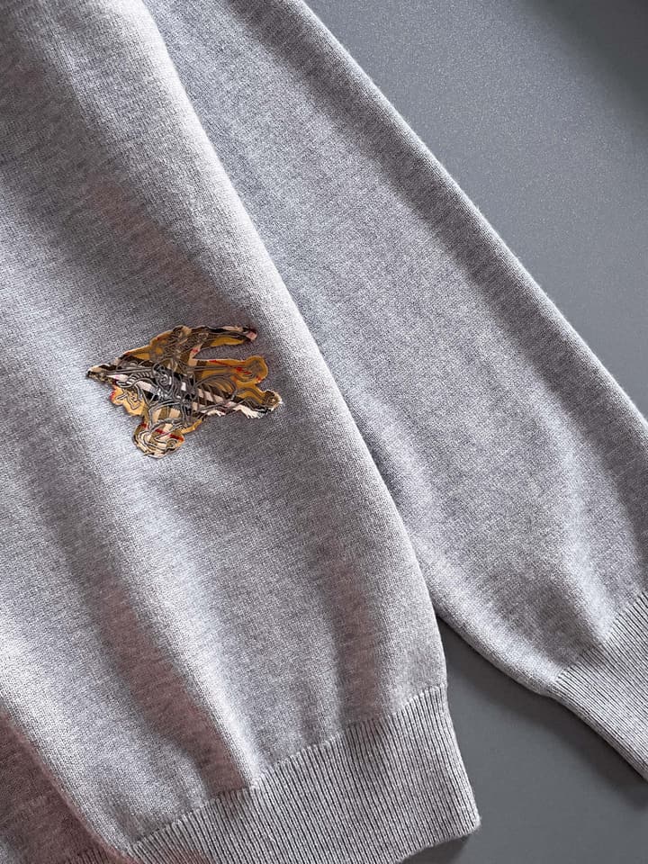 Burberry Half-Zip Wool Blend Sweater in Black Logo