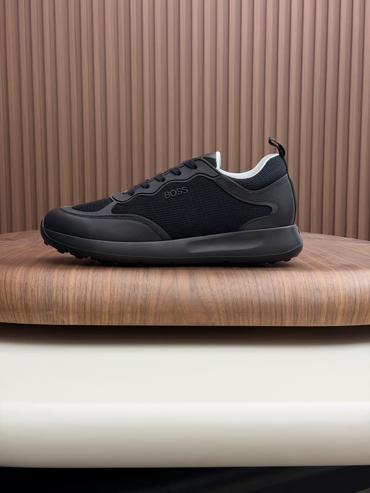 Boss Men's Knit and Leather Sneakers