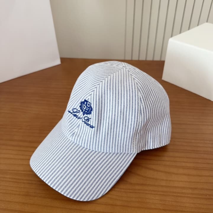 Loro Piana Baseball Cap in Cream With Tan Logo