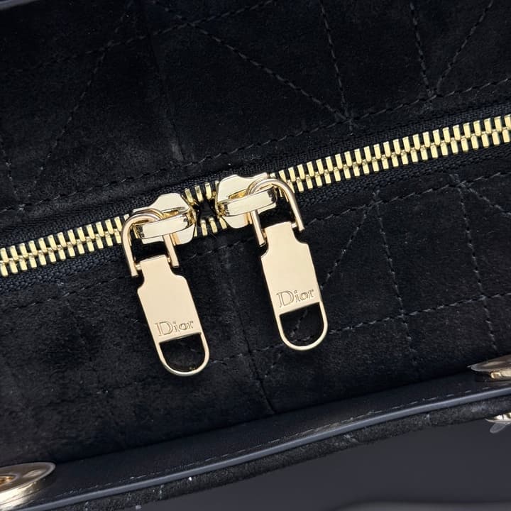 Dior Lady Dior Large Deerskin Tote Bag in Black Suede