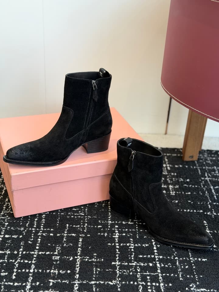 Miu Miu Distressed Leather Cowboy Biker Boots – 2026SS