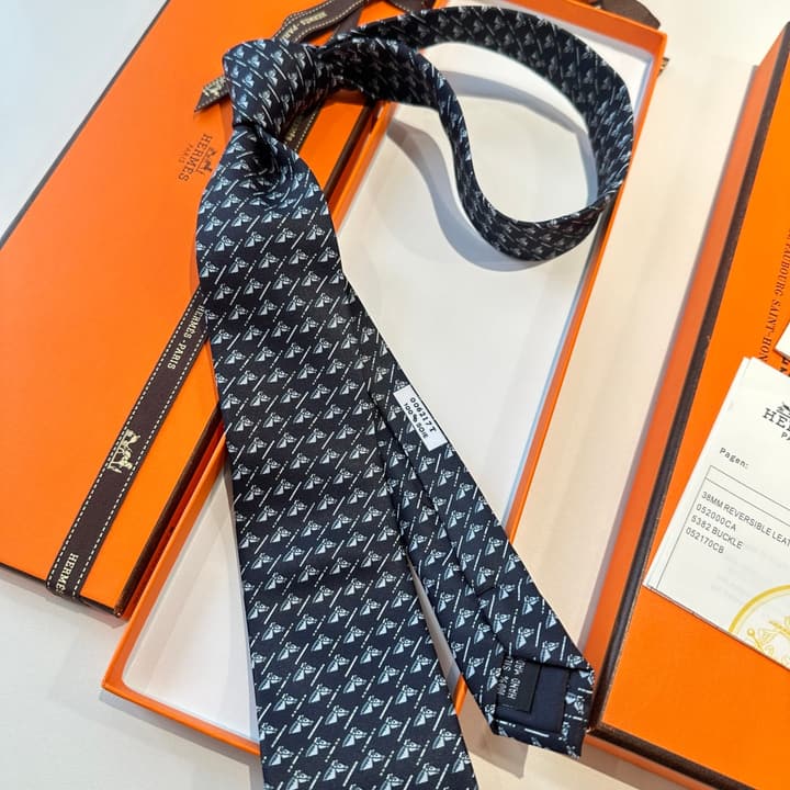 Hermès Men's Printed Silk Tie Series in Black
