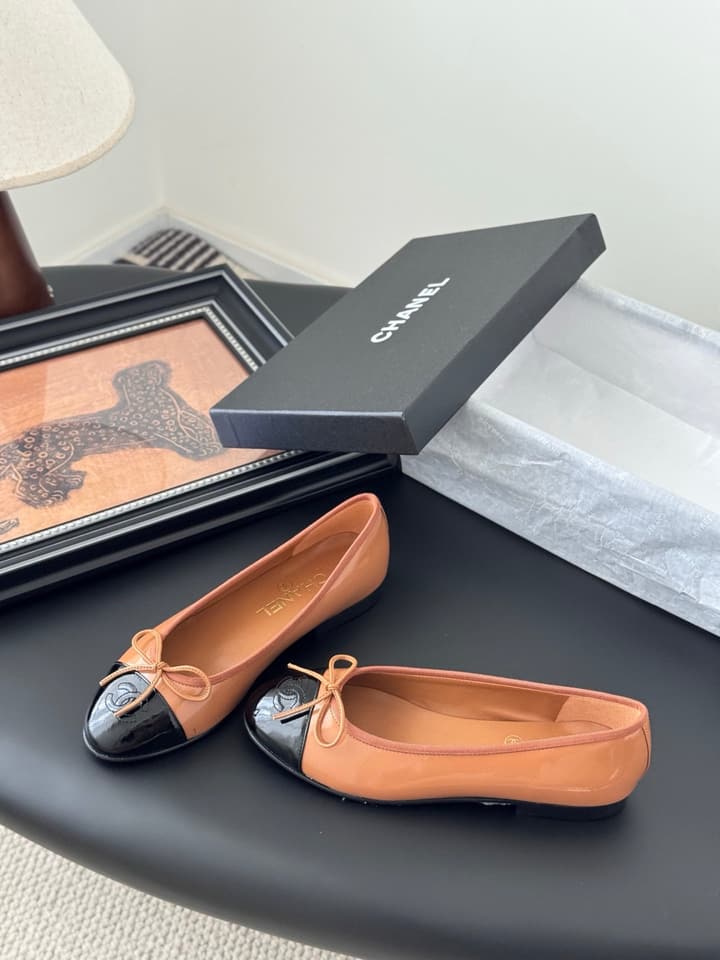 Chanel Classic Round Toe Ballet Flats in Dusty Rose With Bow