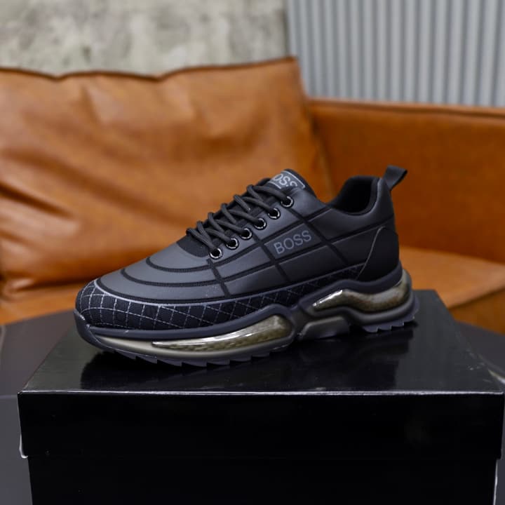 Boss Men's Knit Sport Sneakers in Grey