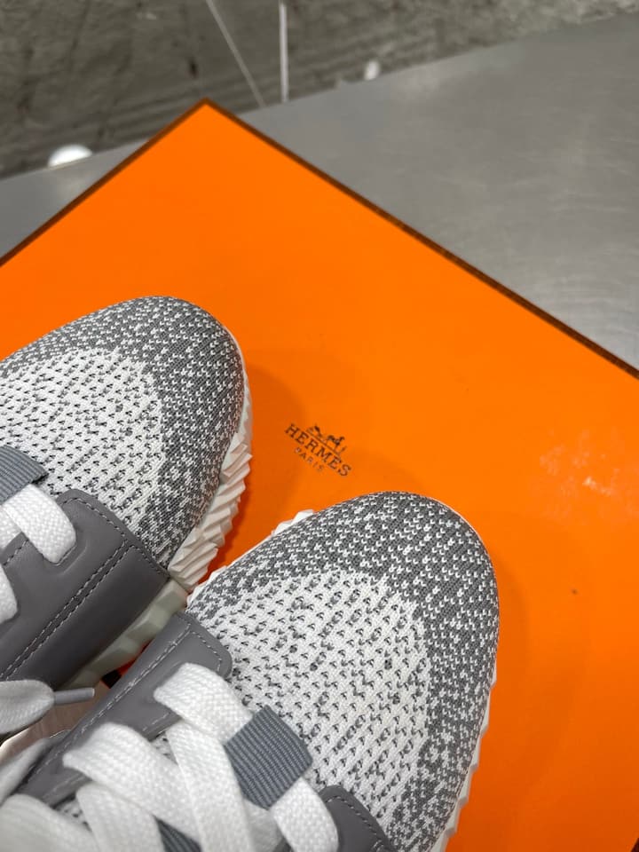 Hermès Sport Sneakers – Iconic Orange Edge in Black Knit With Black Laces