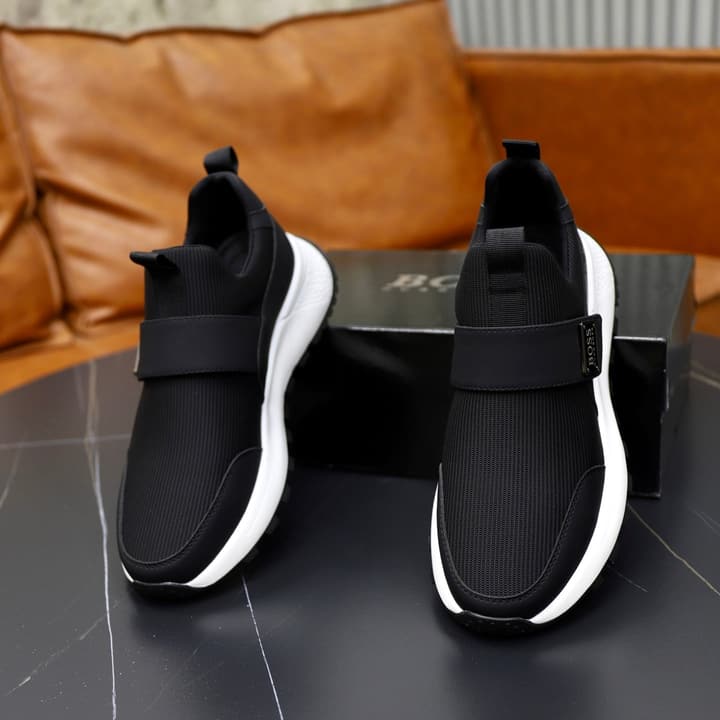 Boss Men's Knit Sneakers in Black Laced