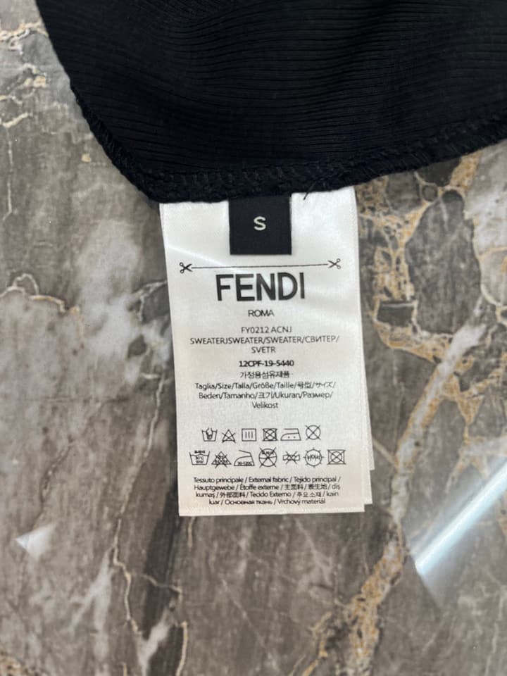 Fendi Roma Embroidered Knit T-Shirt in Black