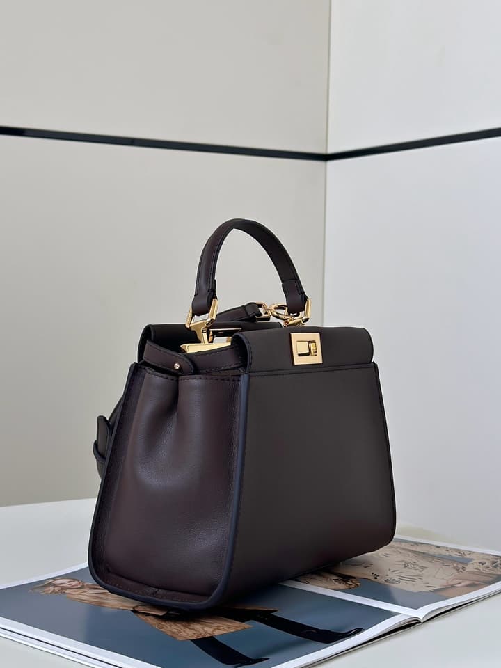 Fendi Peekaboo Classic Satchel in Dark Chocolate Leather