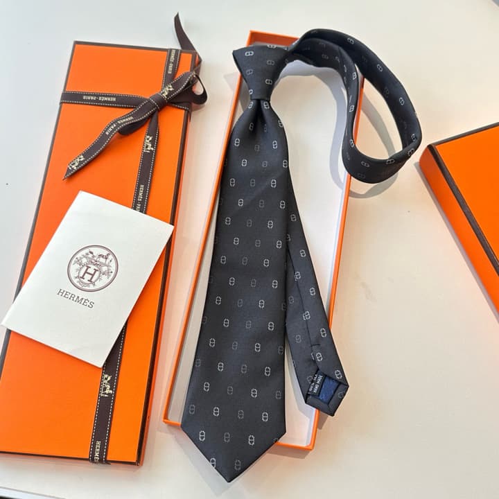 Hermès Men's Winter Anchor Chain Silk Tie – New Collection in Black
