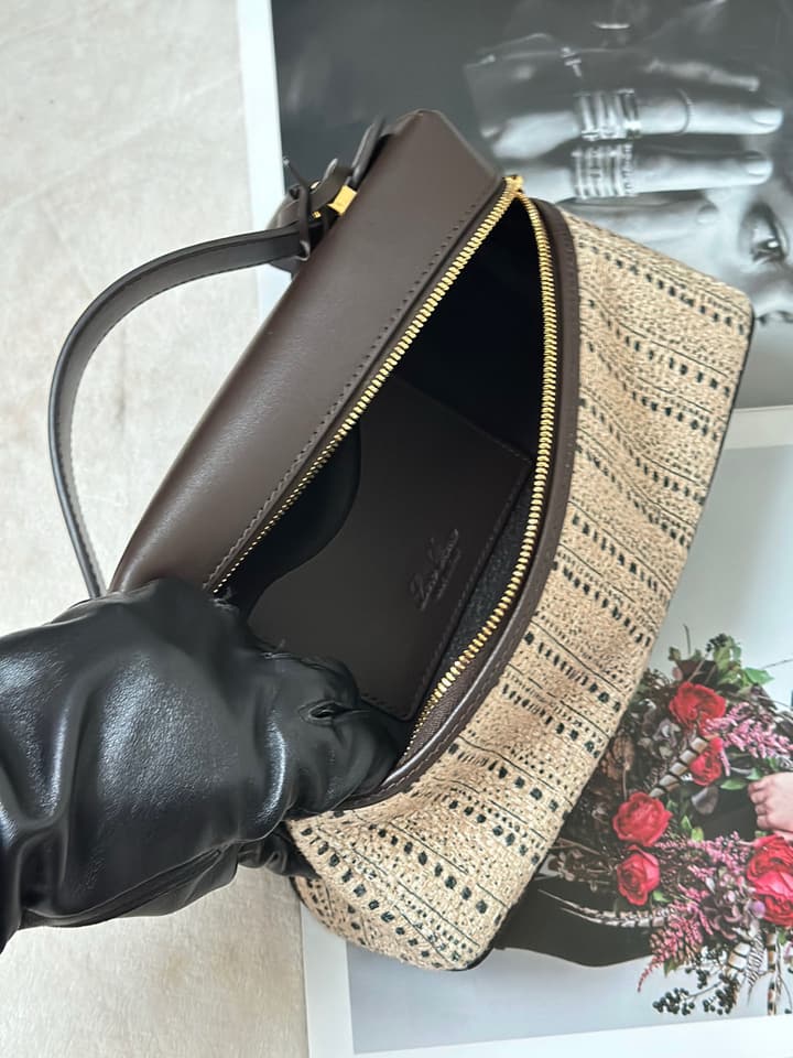 Loro Piana Extra Bag L23 in Brown And Beige Jacquard