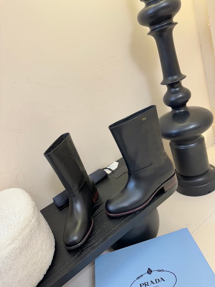 Prada Thick-Sole Knight Boots – 25SS in Dark Brown Suede