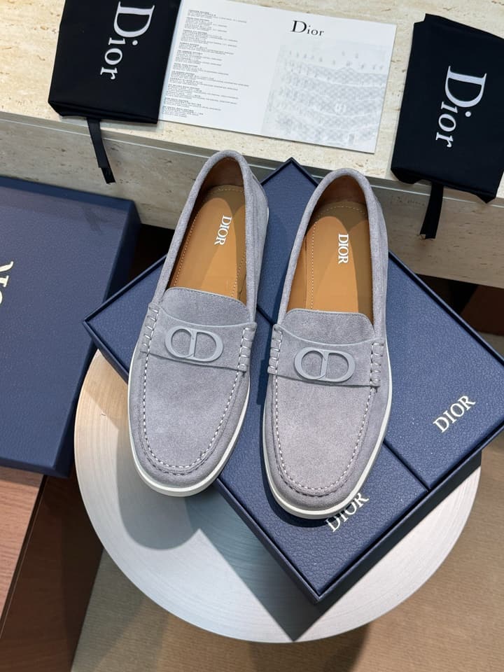 Dior Granville Men's Lace-Up Casual Shoes in Dark Blue Suede