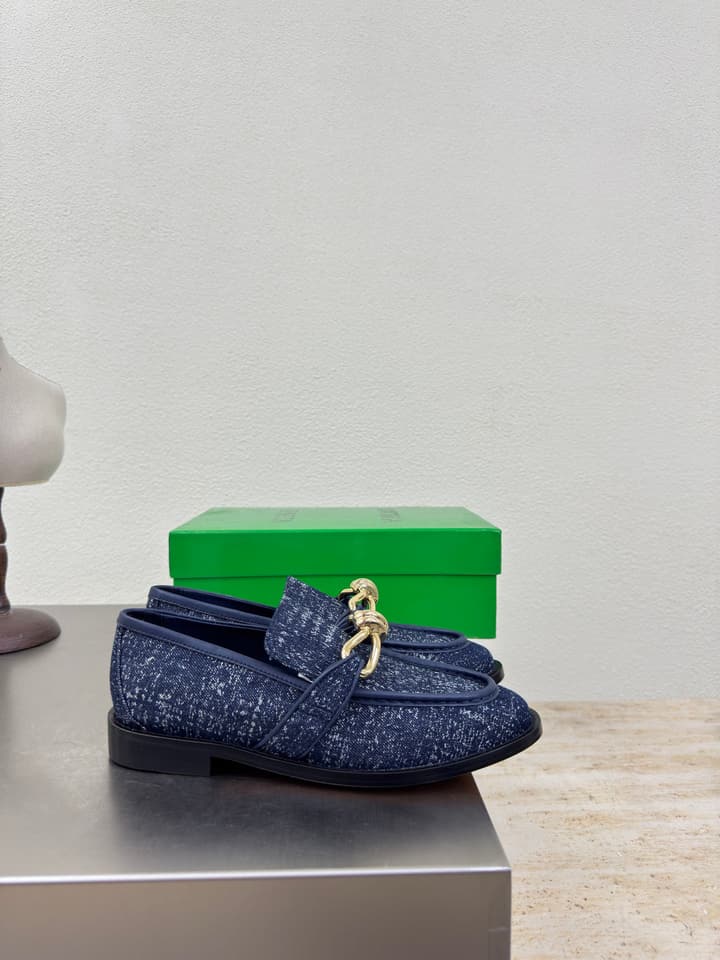 Bottega Veneta Astaire Washed Denim Loafers in Blue Washed Denim